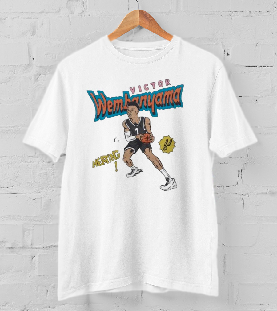 San Antonio Spurs Comic Book Victor Wembanyama Heating Basketball Player T-Shirt