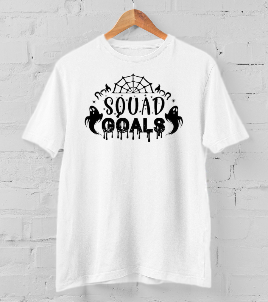 SQUAD GOALS Spooky Ghosts With Spider Web And Bats T-Shirt