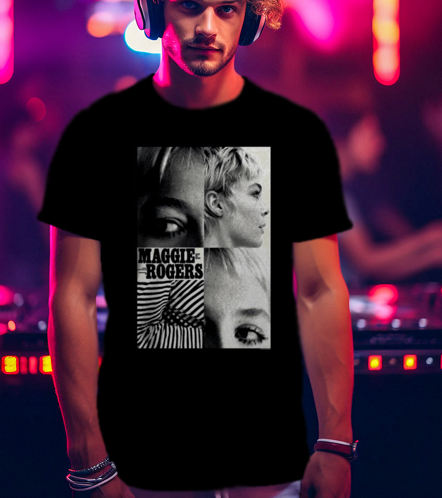 Maggie Rogers Vintage Black And White Portrait Collage Nashville T-Shirt