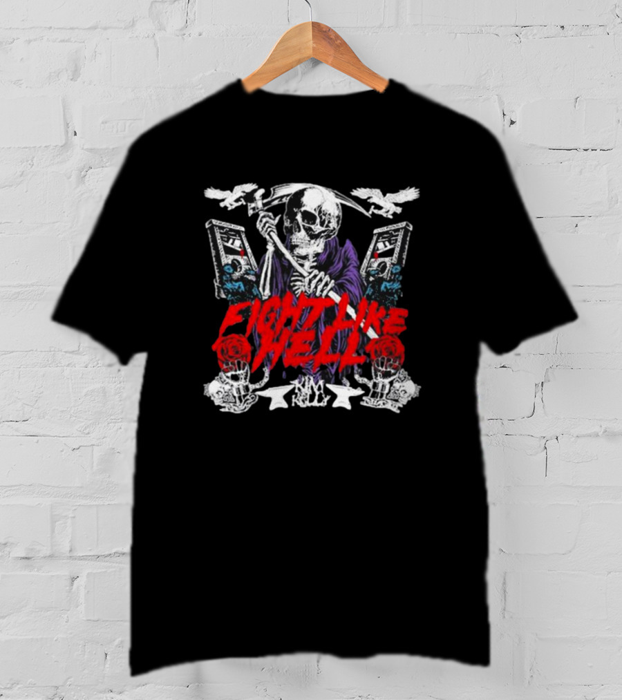 FIGHT LIKE HELL Skeleton Kim Kelly Anovelideaphl T-Shirt