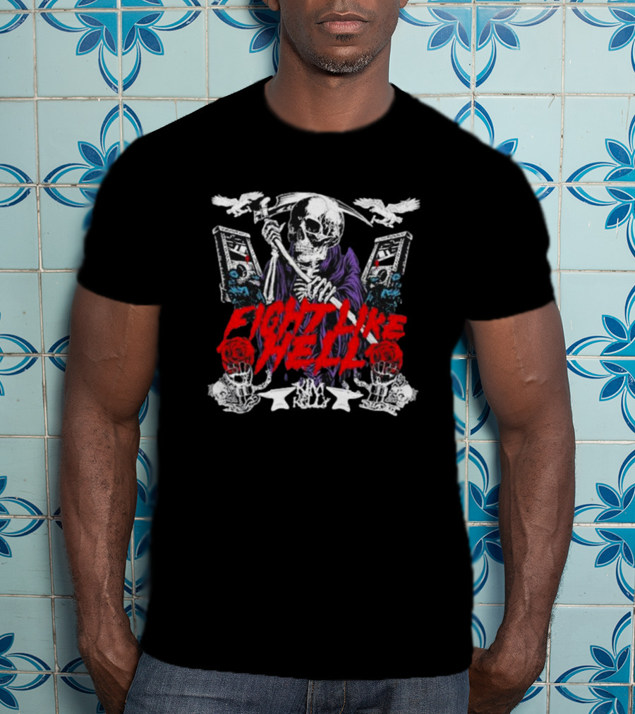 FIGHT LIKE HELL Skeleton Kim Kelly Anovelideaphl T-Shirt