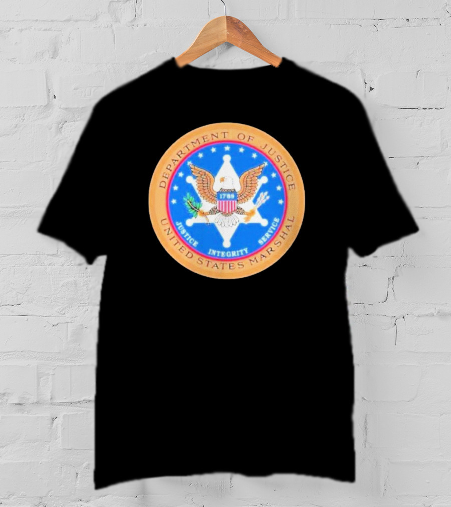 Department Of Justice United States Marshal Seal With Justice Integrity Service Eagle Emblem T-Shirt
