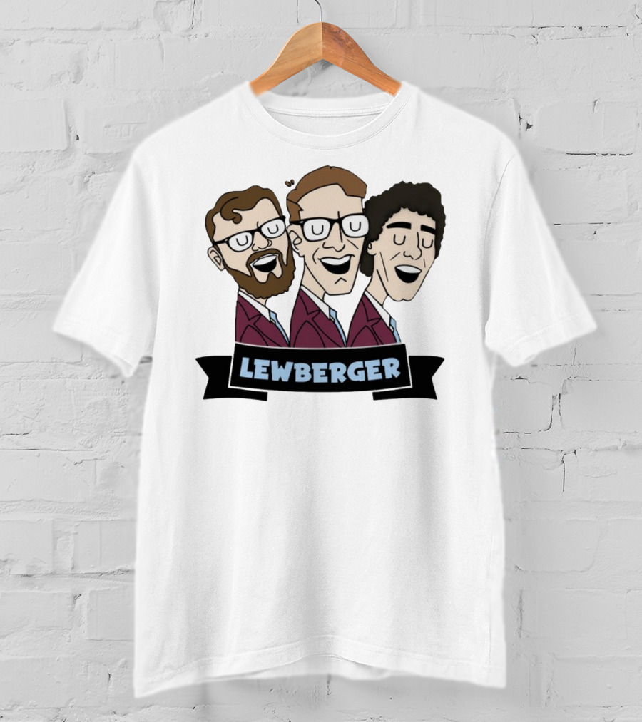 Lewberger Cartoon Trio Portrait With Glasses And Beards T-Shirt