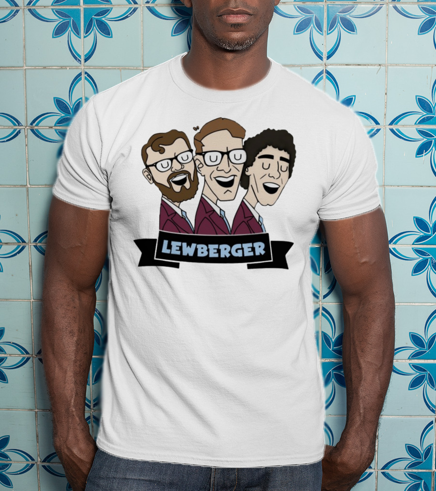 Lewberger Cartoon Trio Portrait With Glasses And Beards T-Shirt