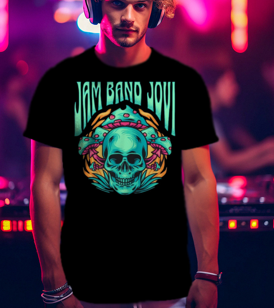 Jam Band Jovi Psychedelic Skull And Mushrooms T-Shirt