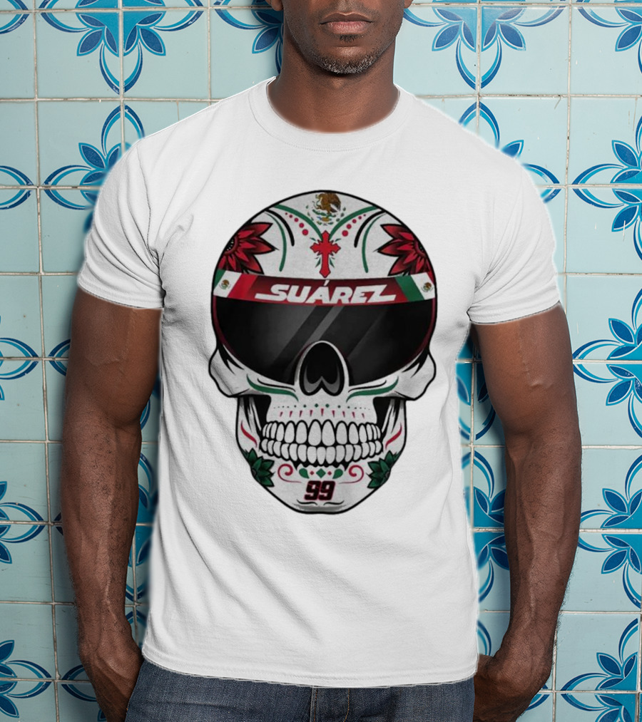 Suarez Racing Helmet Visor Skull With Number 99 T-Shirt