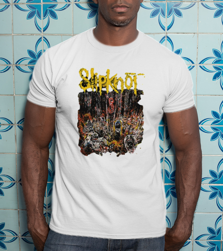 Slipknot Live At MSG Concert Art With Number 8 Grunge T-Shirt