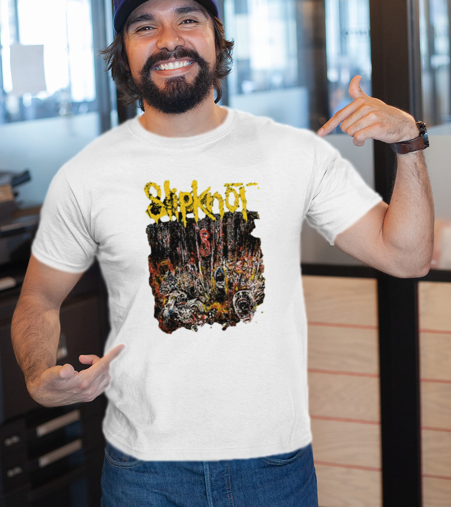 Slipknot Live At MSG Concert Art With Number 8 Grunge T-Shirt