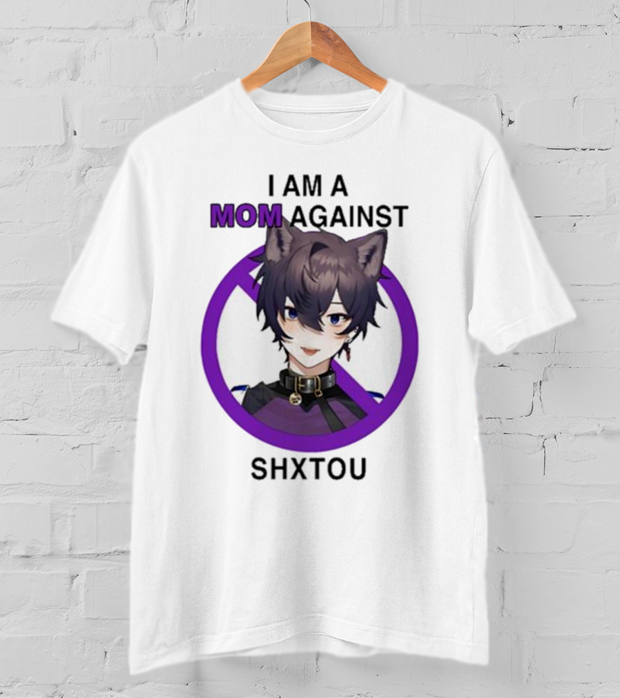 I Am A Mom Against Shxtou Character With Crossed Circle T-Shirt