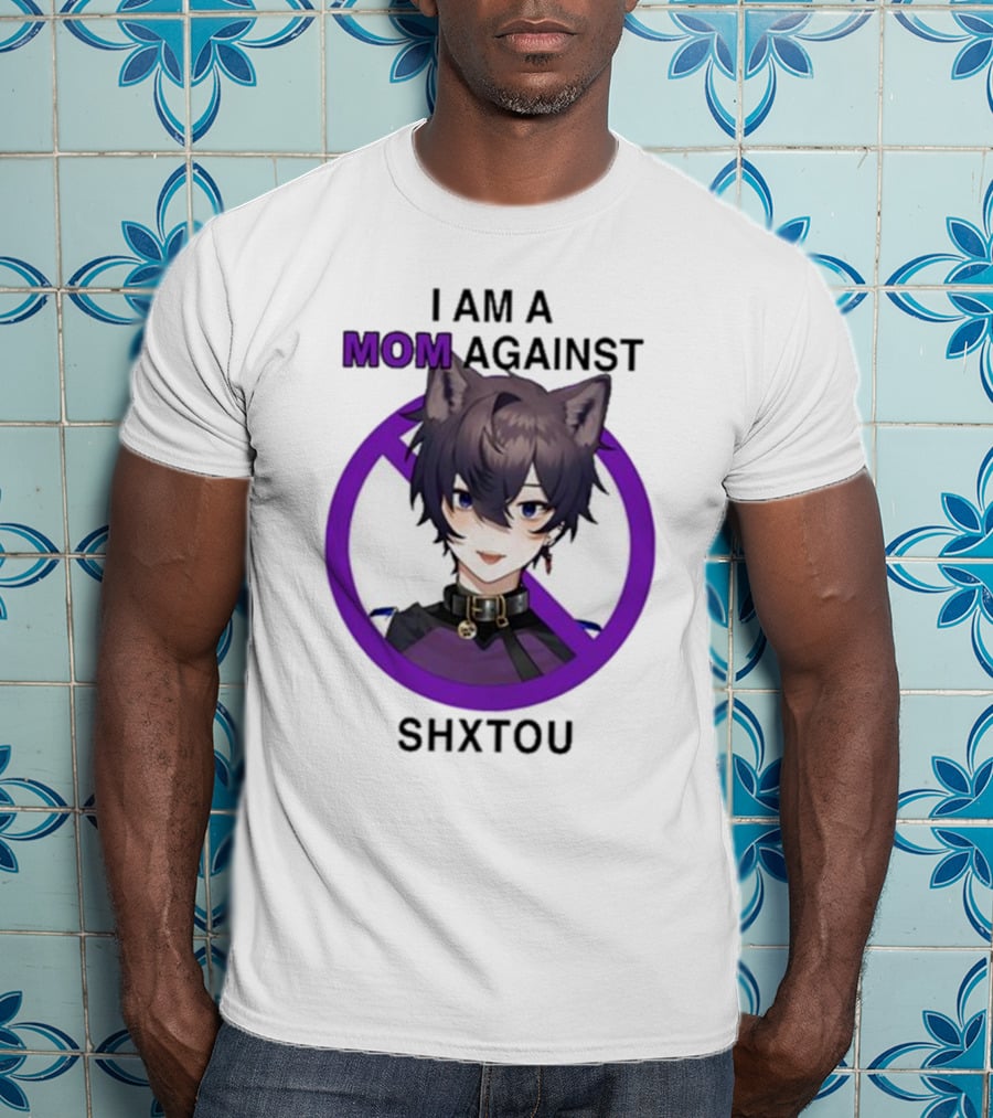 I Am A Mom Against Shxtou Character With Crossed Circle T-Shirt