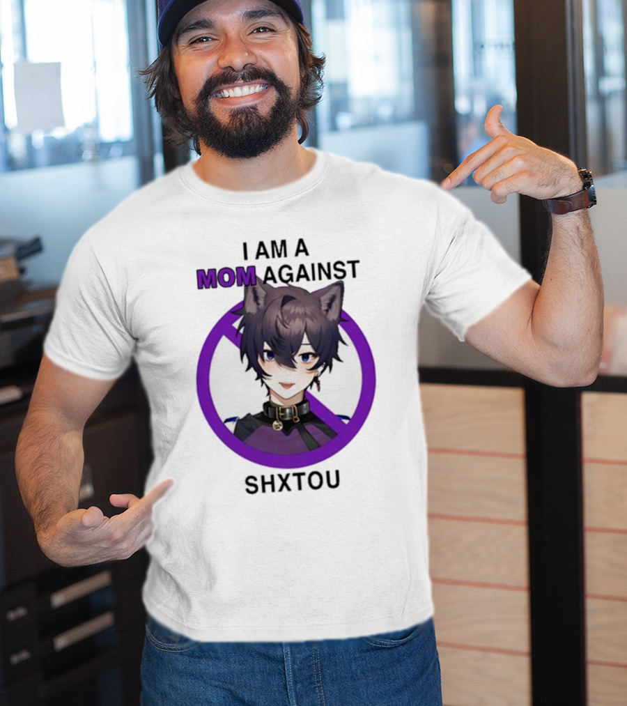 I Am A Mom Against Shxtou Character With Crossed Circle T-Shirt
