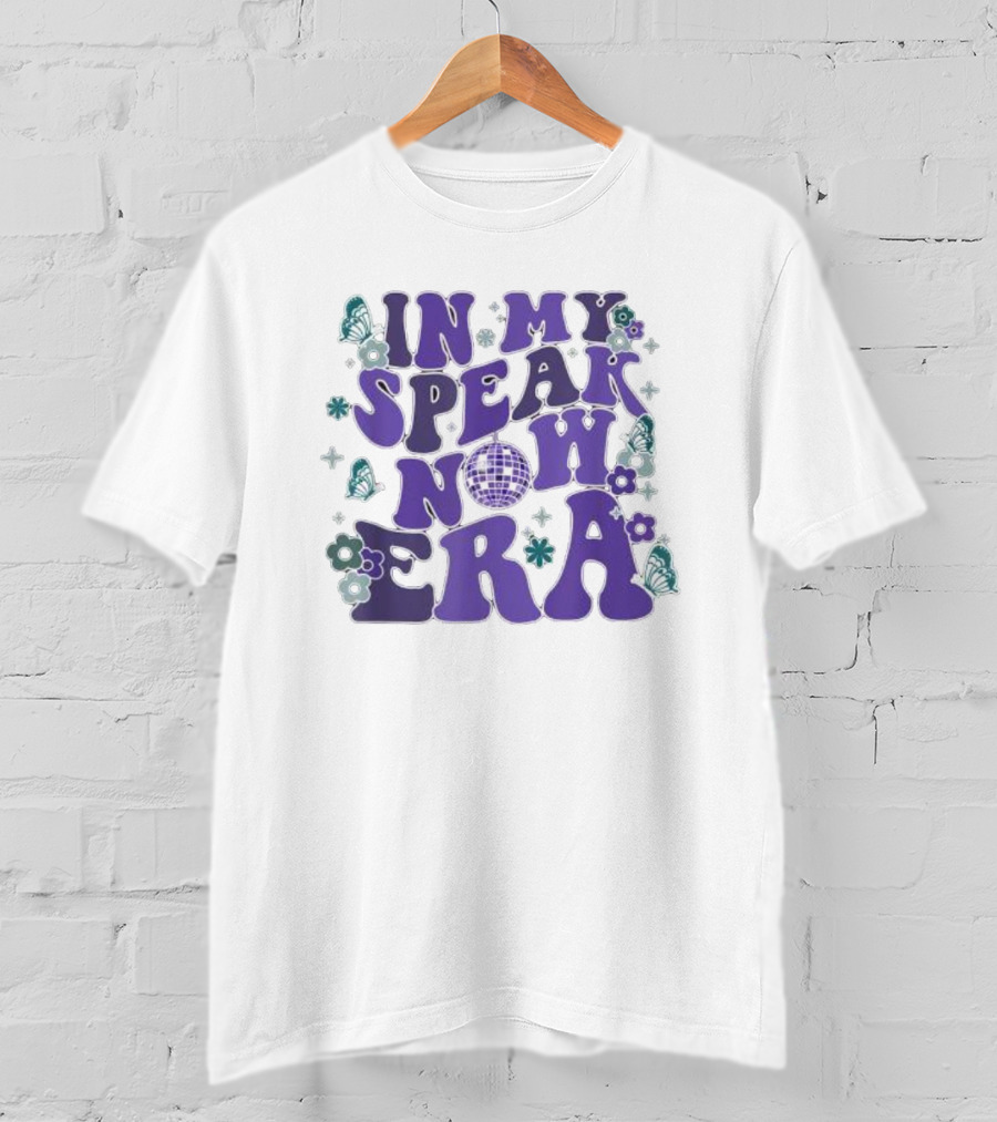 In My Speak Now Era Purple Disco Ball Butterflies Flowers T-Shirt