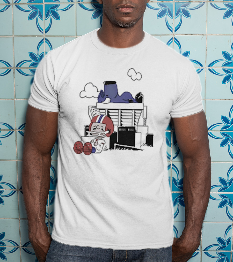 26 Shop Waiting The Season Football-Themed Nostalgic Cloud Scene T-Shirt