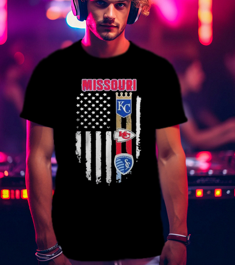 Missouri Kansas City Chiefs Royals Sporting Flag T-Shirt