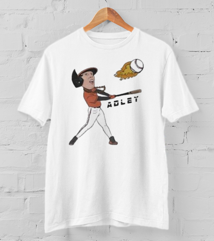 Adley Rutschman Baseball Fire Swing Action T-Shirt