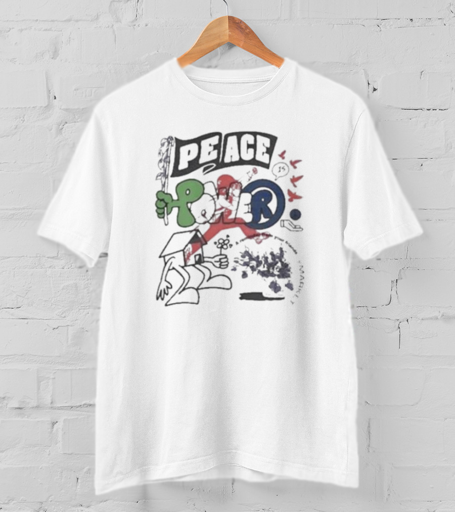 Peace Power Colorful Street Art Symbol Collage T-Shirt