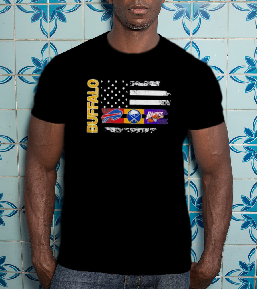Buffalo Bills Sabres Bandits US Flag Buffalo T-Shirt