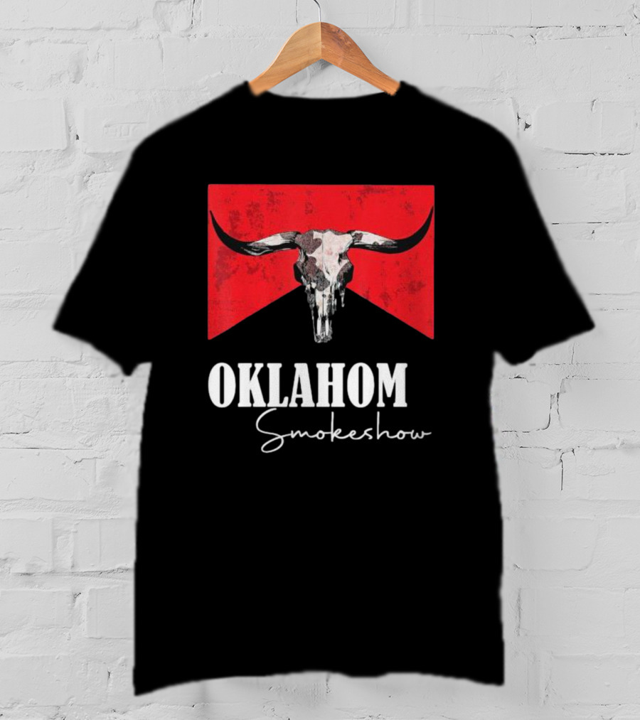 Oklahoma Smokeshow Western Country Boho Bull Skull Cow T-Shirt
