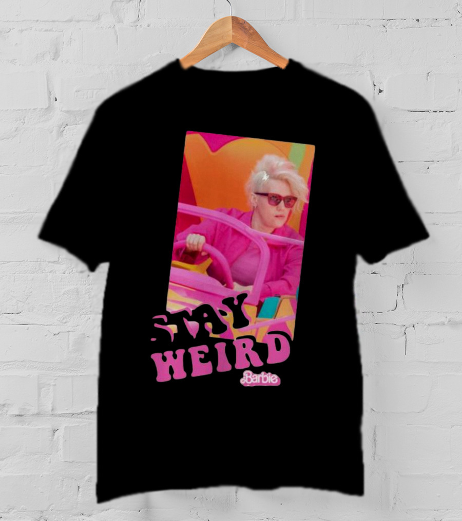 Barbie Movie Stay Weird Pink Jacket Sunglasses T-Shirt