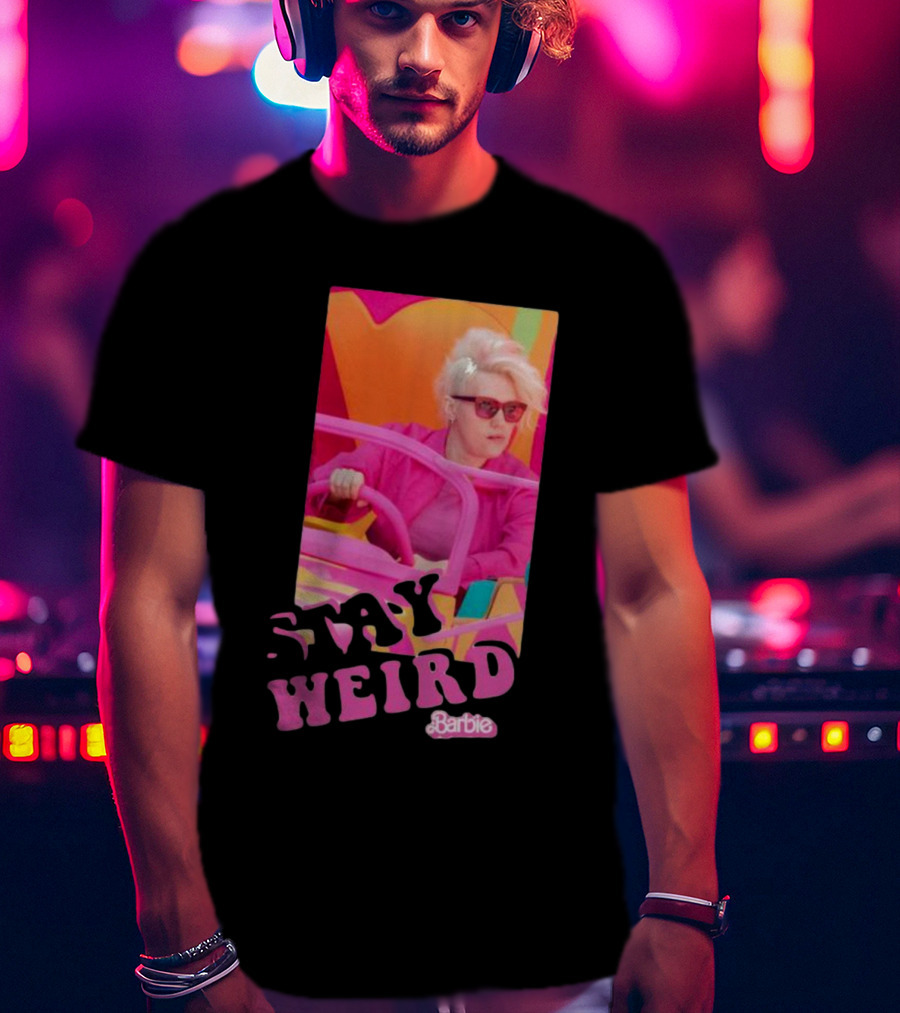 Barbie Movie Stay Weird Pink Jacket Sunglasses T-Shirt
