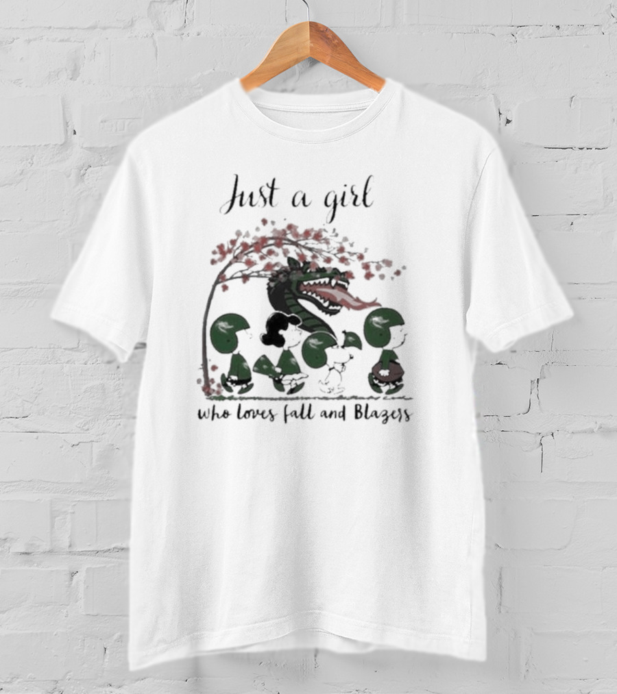 Just A Girl Who Loves Fall, Blazers, Peanuts, And Green Dragon T-Shirt