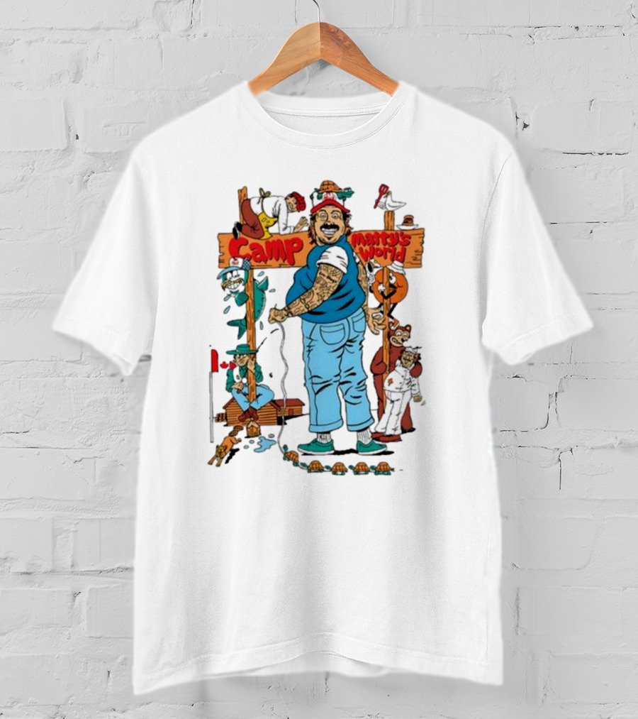Camp Matty’s World Cartoon Adventure Characters And Colorful Scene T-Shirt