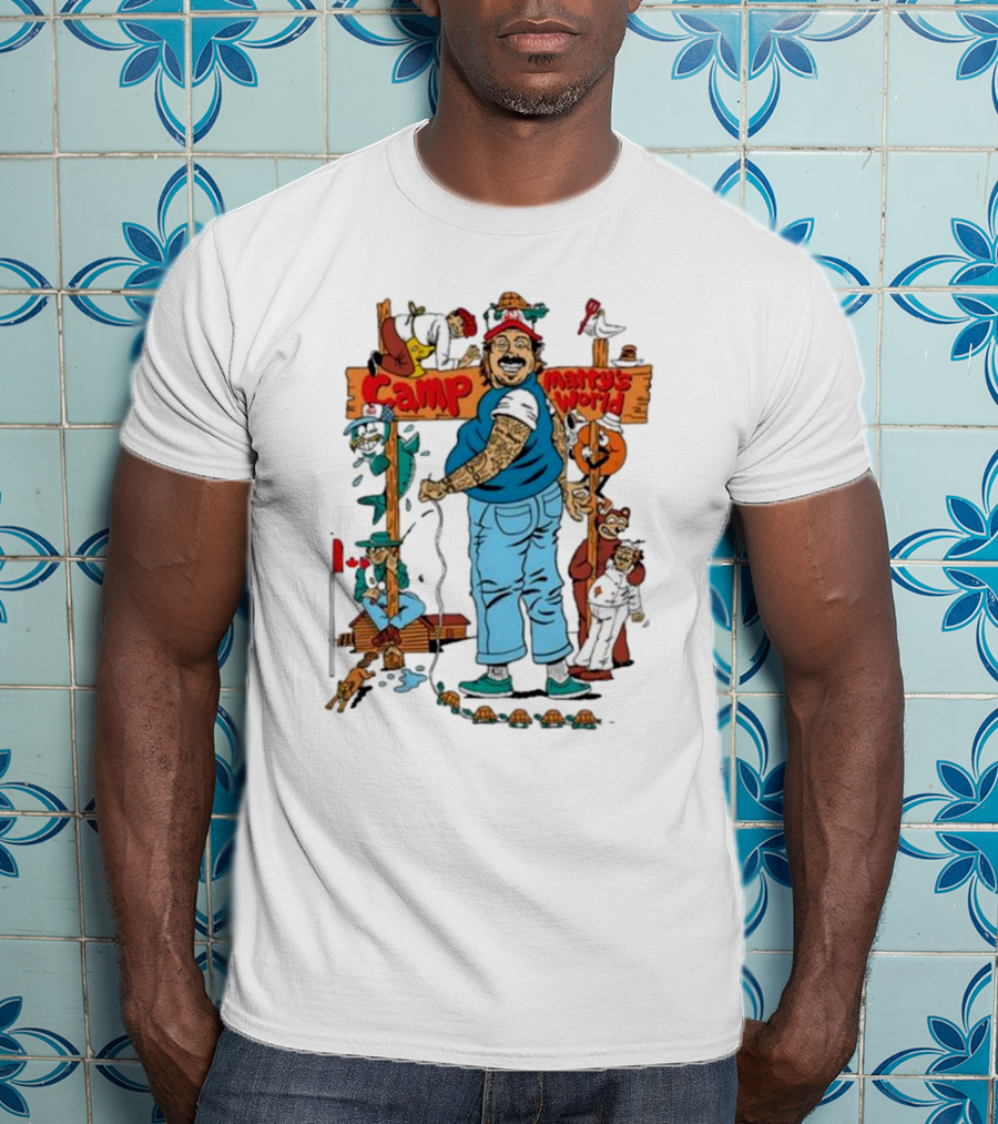 Camp Matty’s World Cartoon Adventure Characters And Colorful Scene T-Shirt