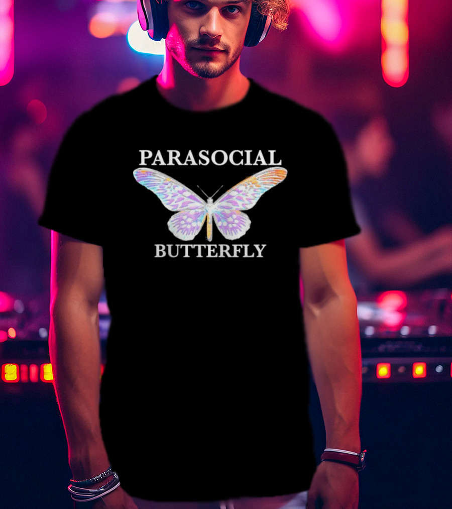 Parasocial Butterfly Rainbow Holographic T-Shirt