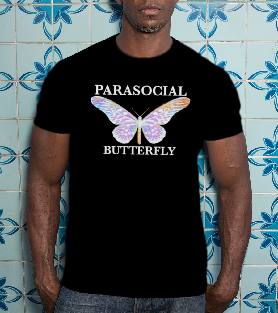 Parasocial Butterfly Rainbow Holographic T-Shirt