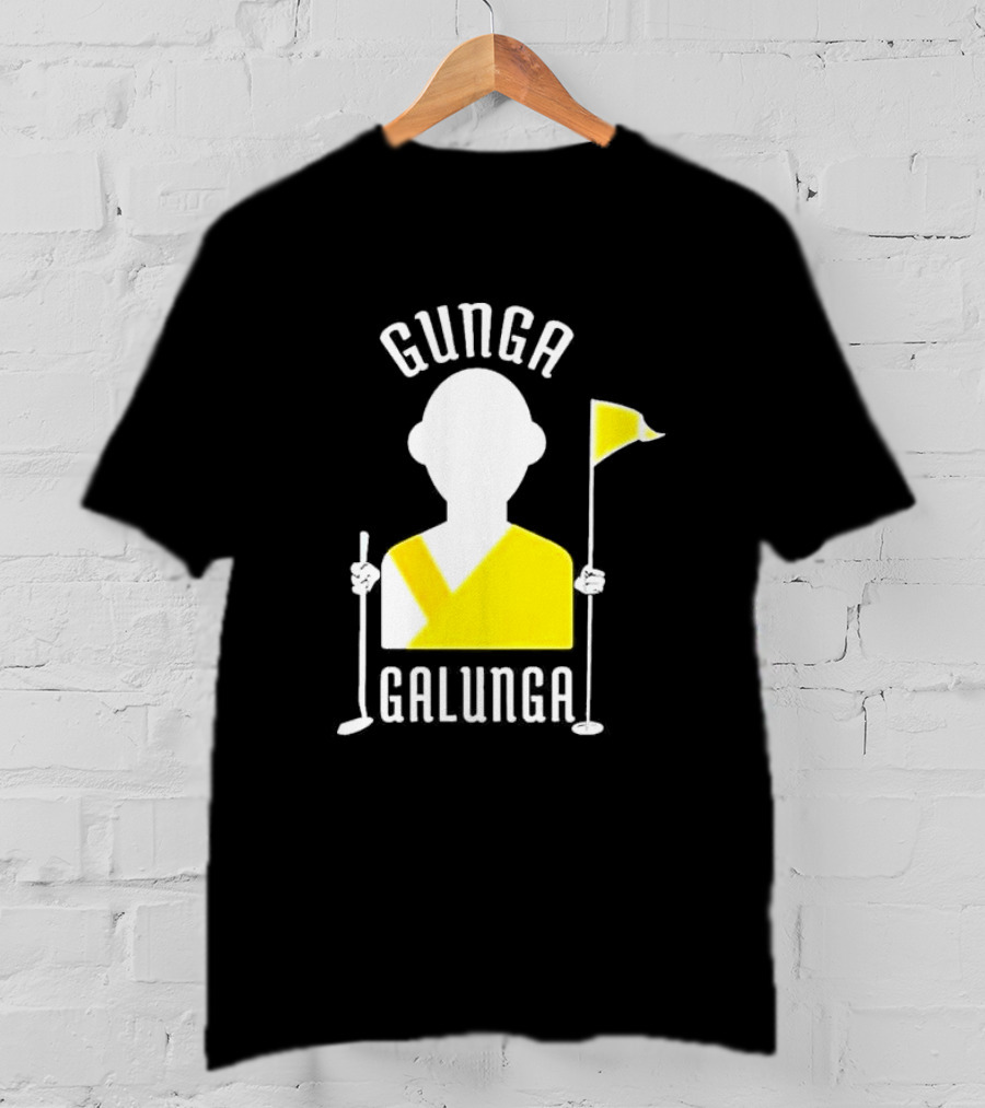Gunga Galunga Golf Monk Icon With Clubs And Flag T-Shirt