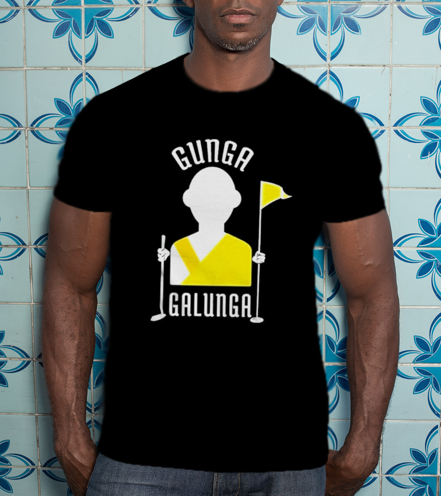 Gunga Galunga Golf Monk Icon With Clubs And Flag T-Shirt
