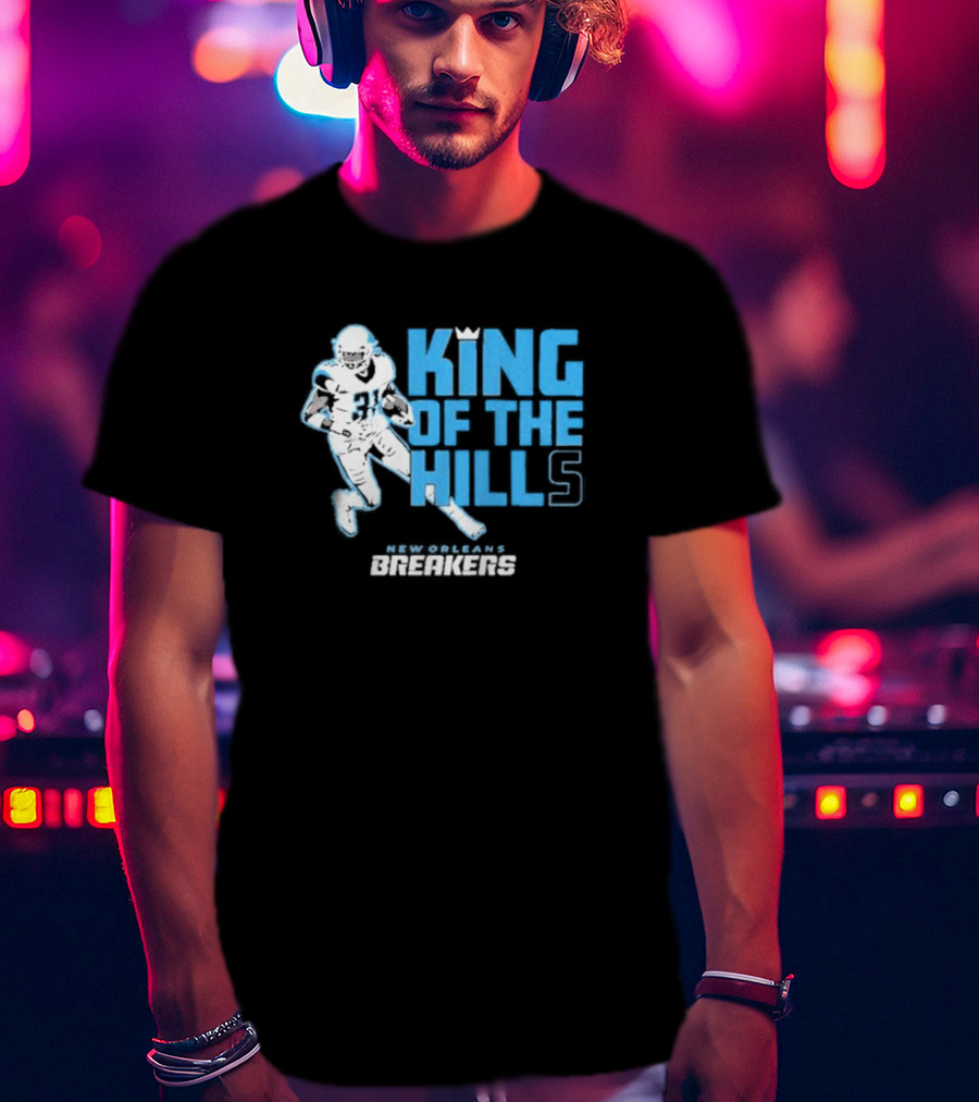 New Orleans Breakers King Of The Hills Football Player Action T-Shirt