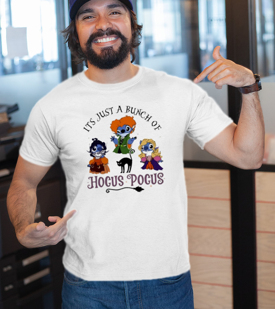 It's Just A Bunch Of Hocus Pocus Halloween Stitch Characters T-Shirt