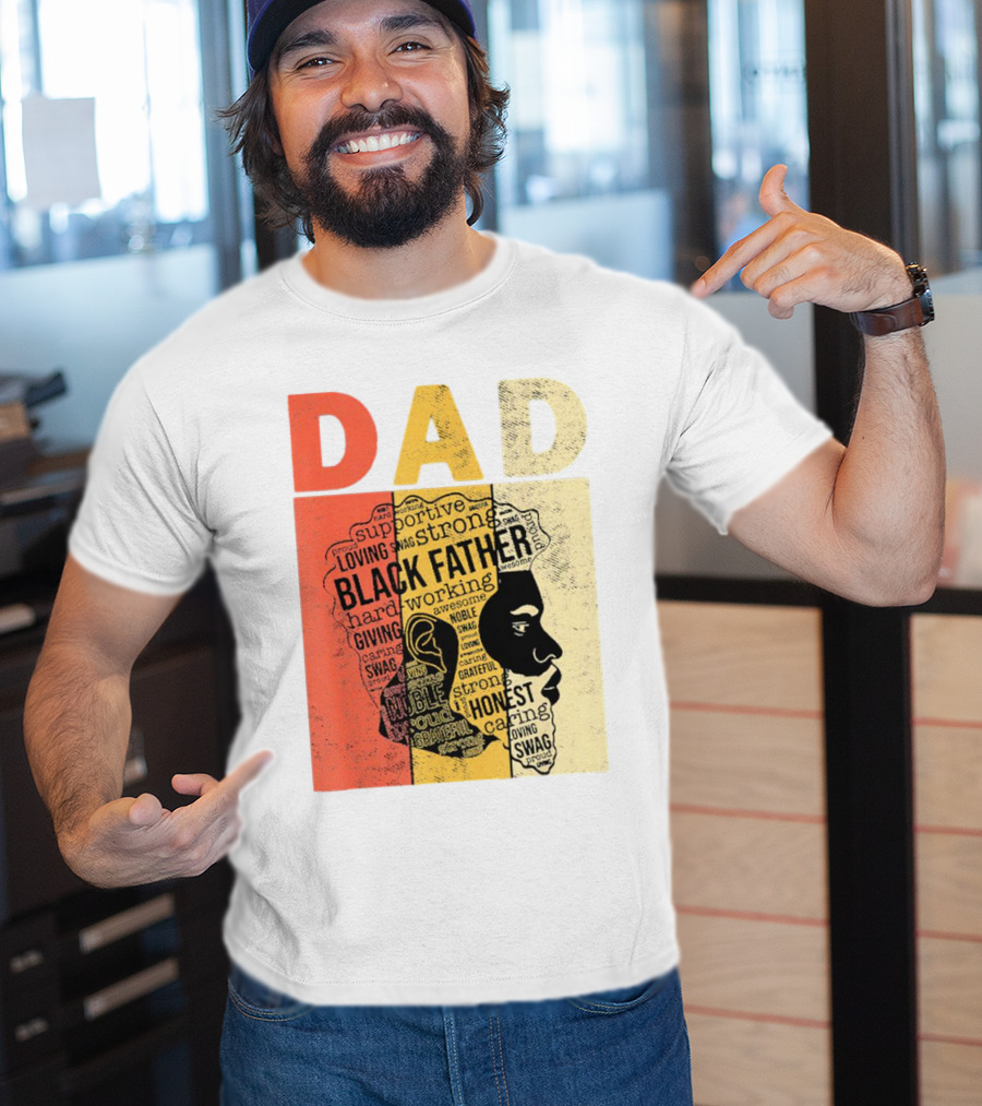 Vintage Black Father Supportive Strong Loving Honest Caring African American Dad T-Shirt