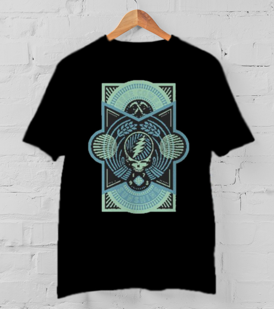 Grateful Dead Here Comes Sunshine Lightning Skull Mandala T-Shirt