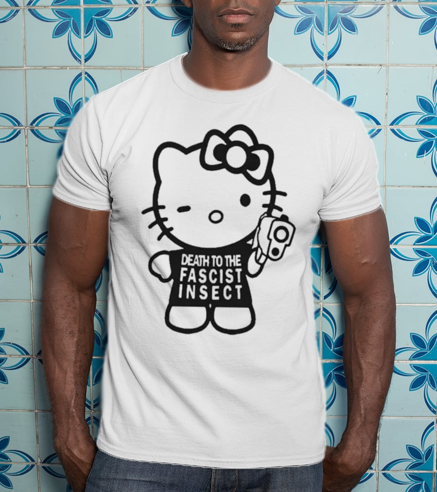 Death To The Fascist Insect Hello Kitty With Gun T-Shirt