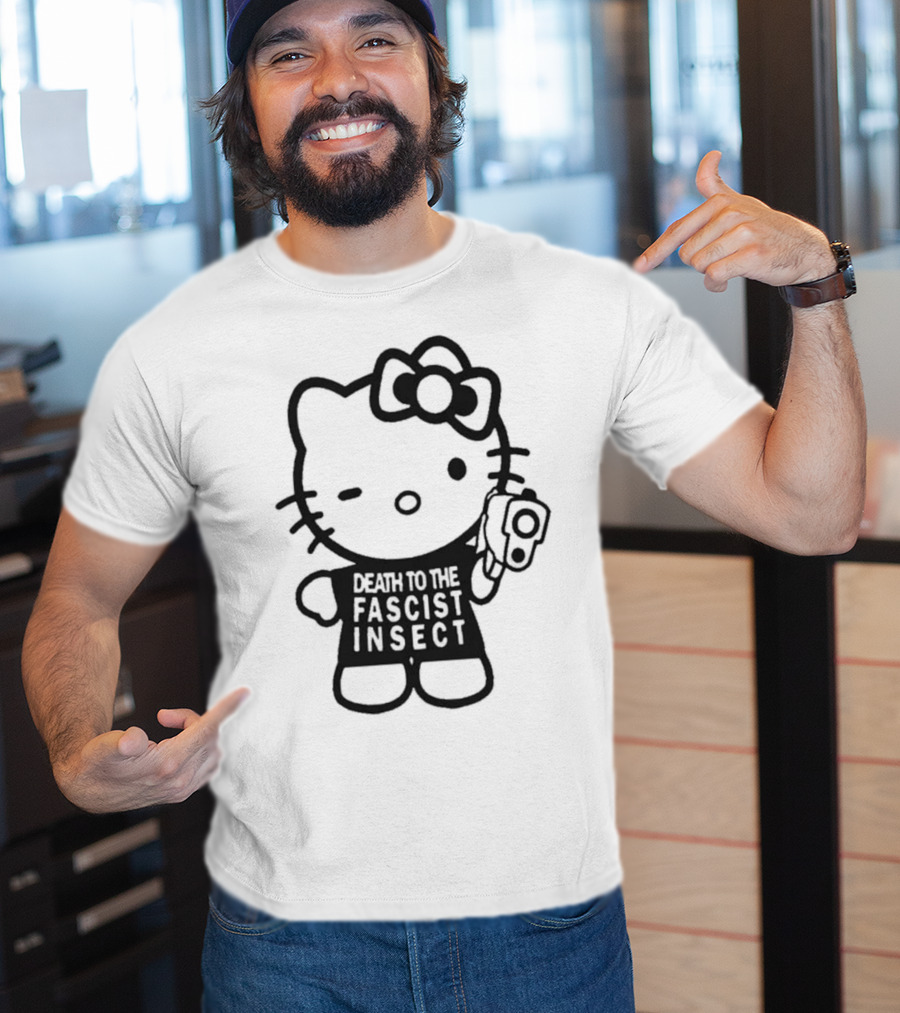 Death To The Fascist Insect Hello Kitty With Gun T-Shirt