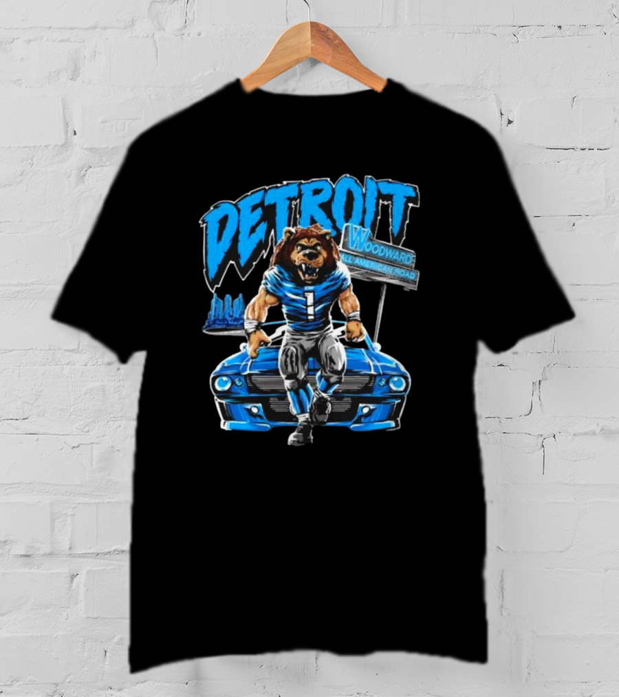 Detroit Woodward All American Road Lion Football Car T-Shirt