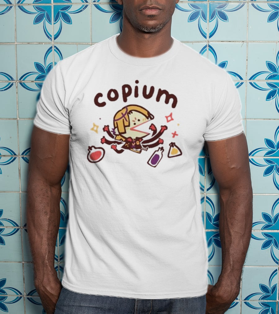 Ohmonah Holostars Copium Cute Character With Colorful Bottles T-Shirt