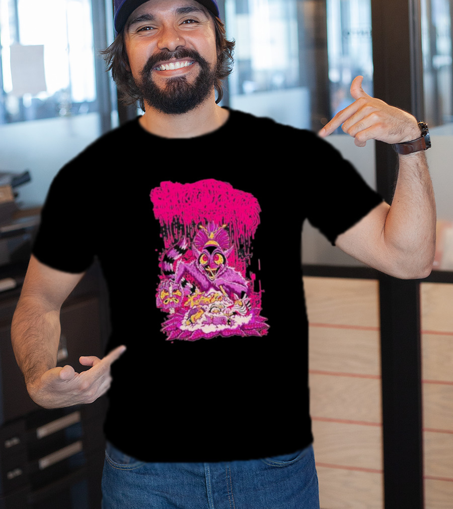 Sanguisugabogg Madagascar Lemur Creature In Psychedelic Pink With Dripping Effect T-Shirt