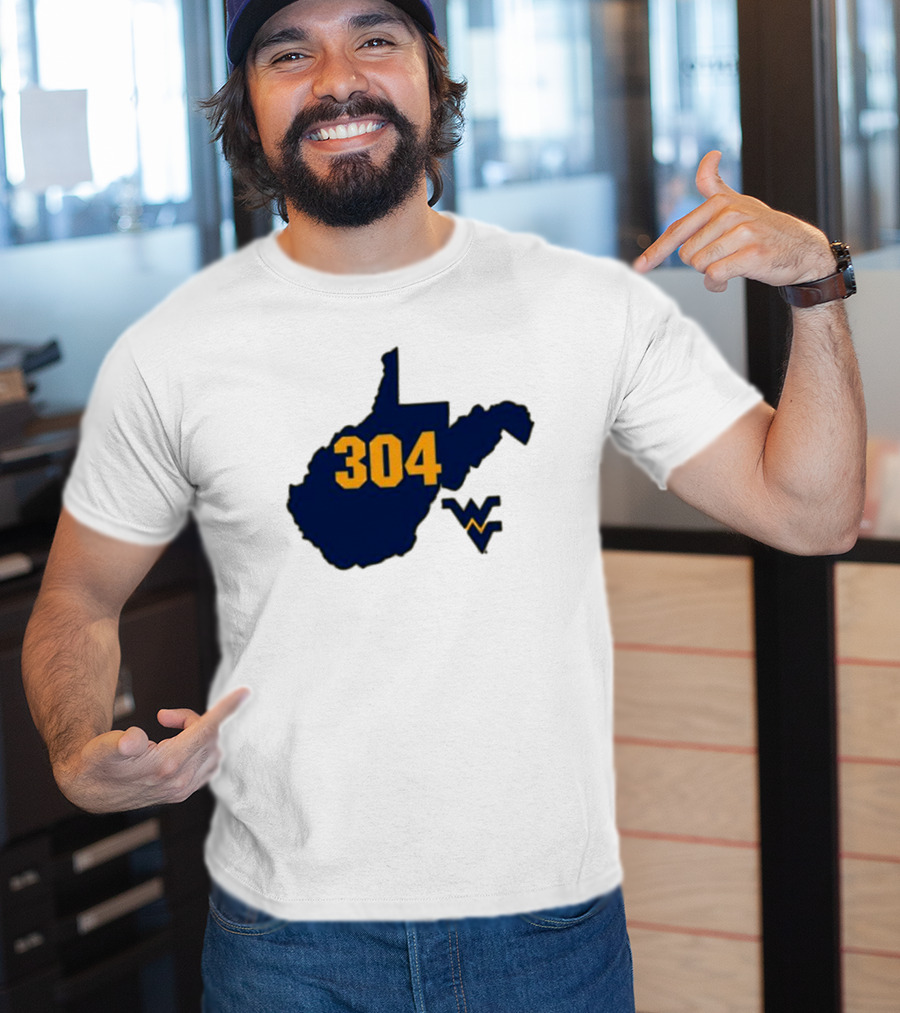 WVU 304 West Virginia State Map With Iconic T-Shirt