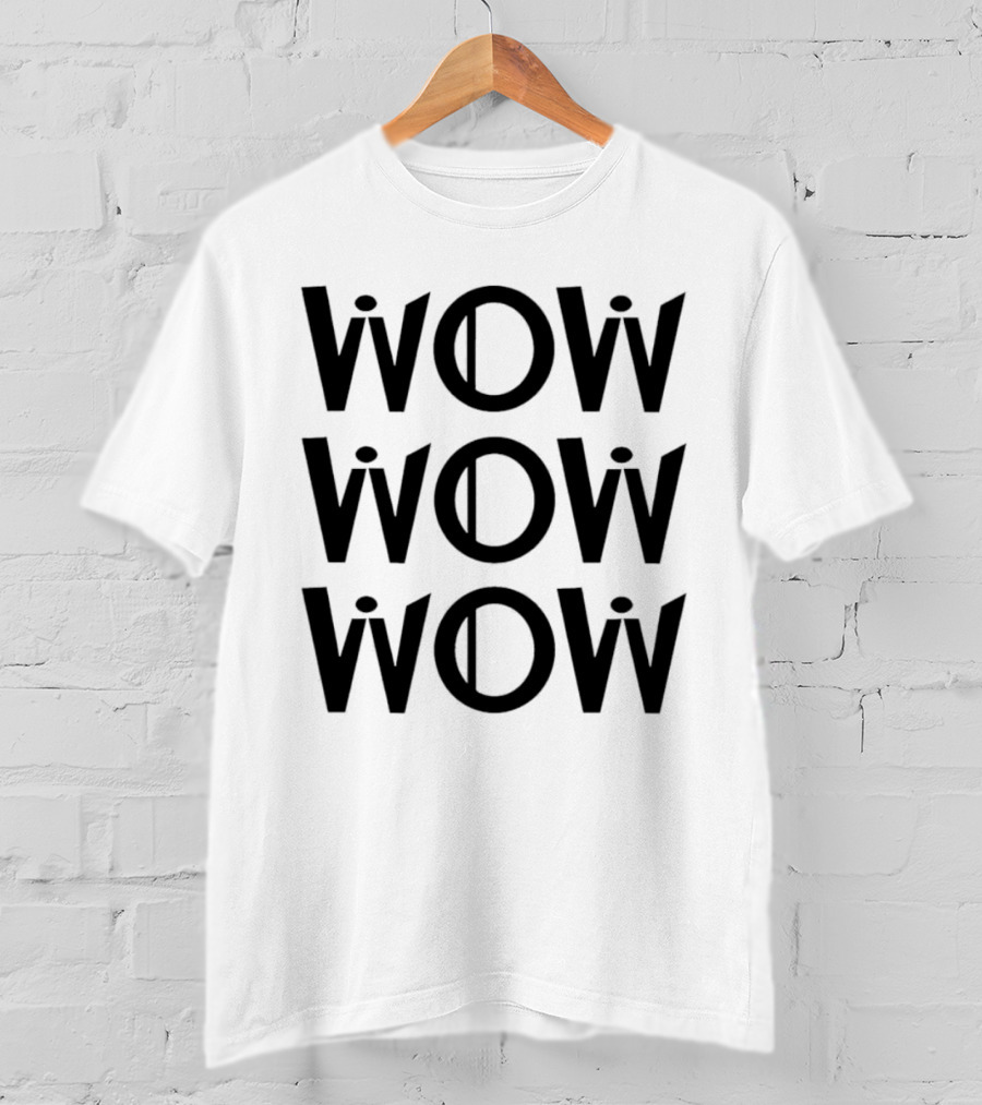 Wow Wow Wow Triple Stack Optical Illusion T-Shirt