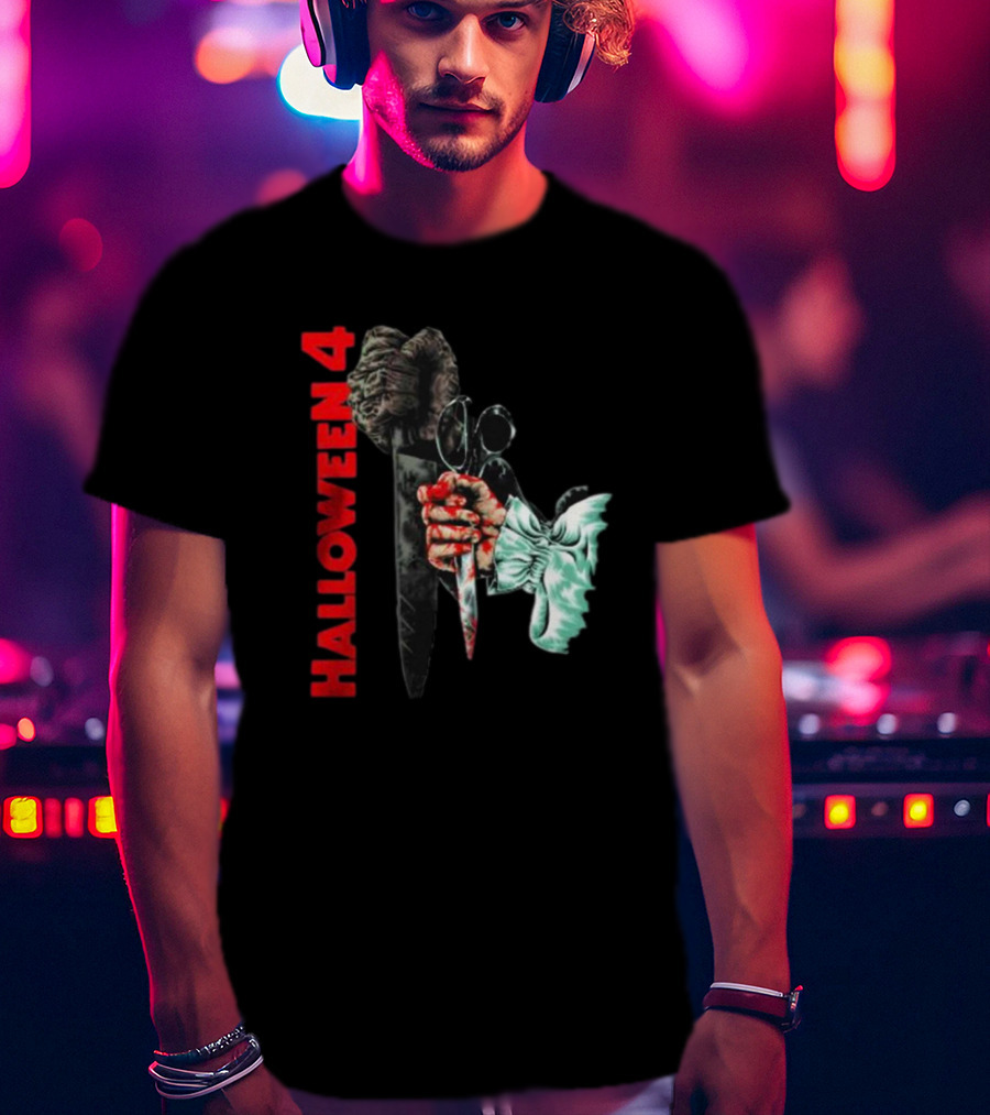 Halloween 4 Shadow Of The Shape Mask Knife Hand T-Shirt