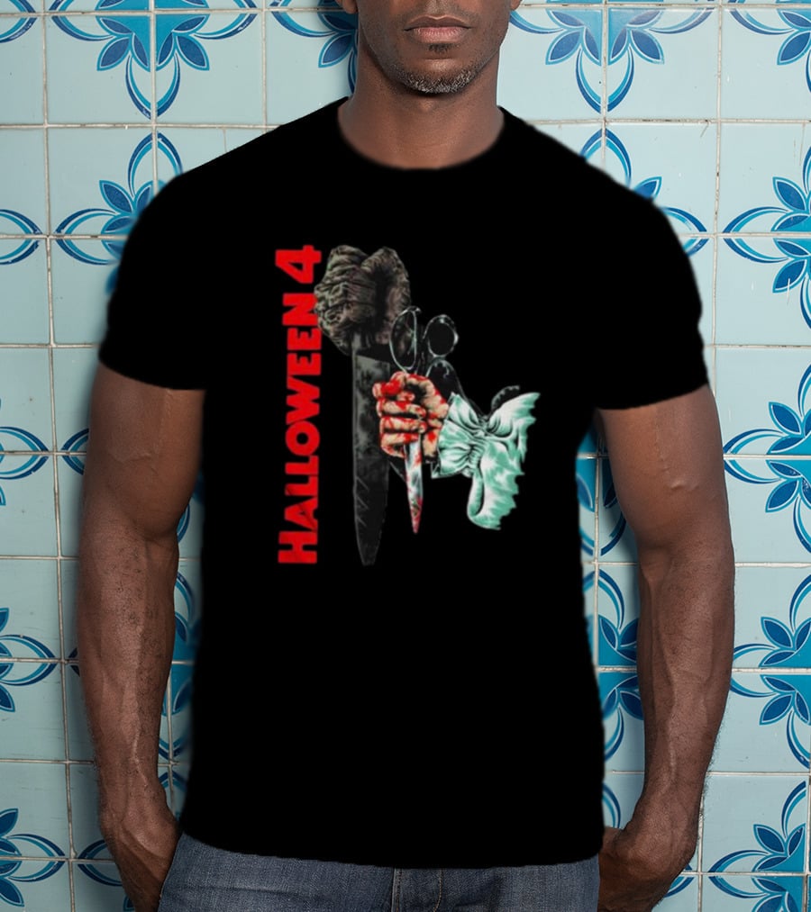 Halloween 4 Shadow Of The Shape Mask Knife Hand T-Shirt