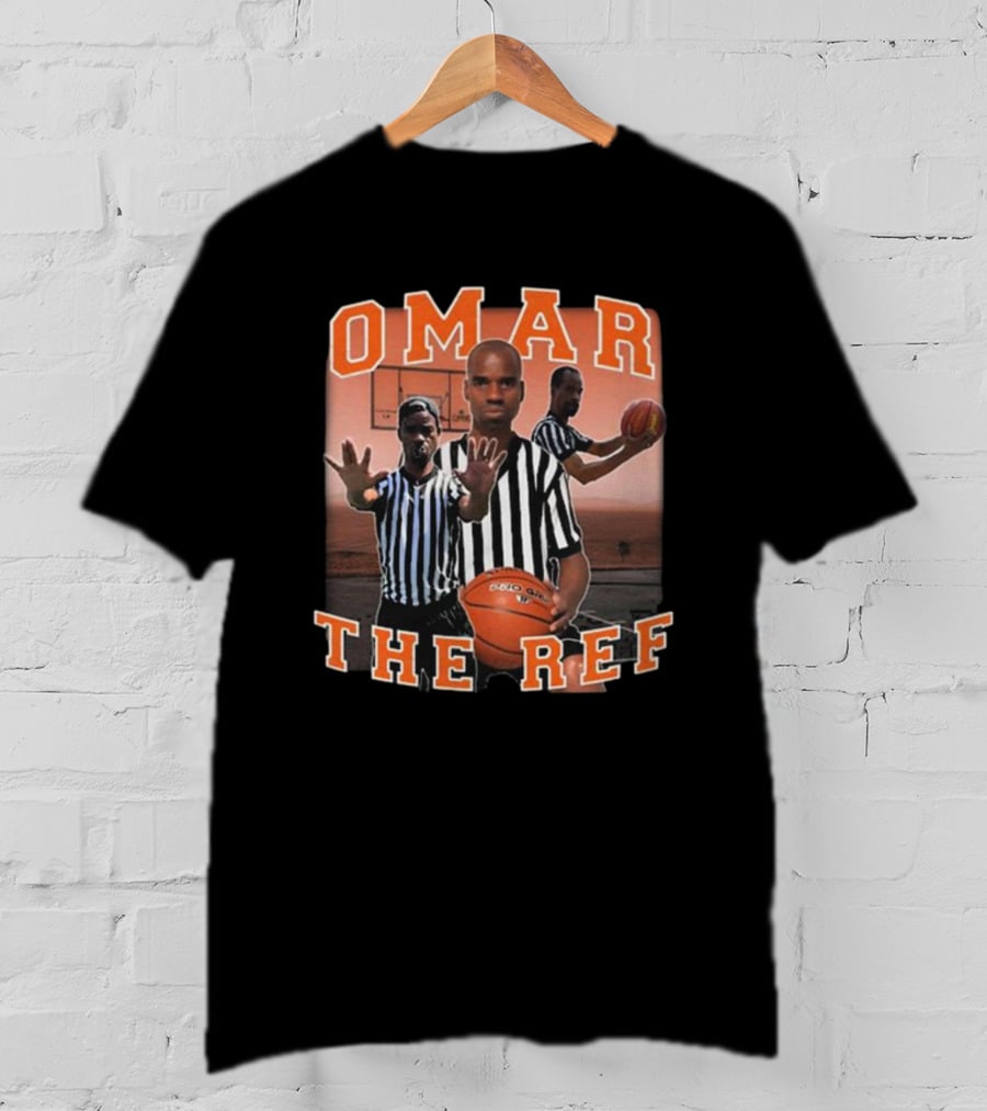 OMAR The Ref Basketball Referee With Whistle And Basketball Court T-Shirt
