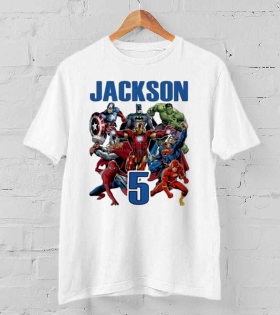 Jackson 5 Super Hero Birthday Avengers Family T-Shirt