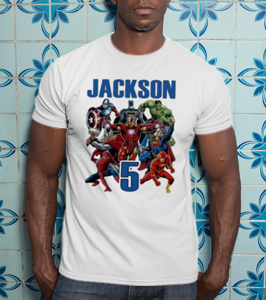 Jackson 5 Super Hero Birthday Avengers Family T-Shirt