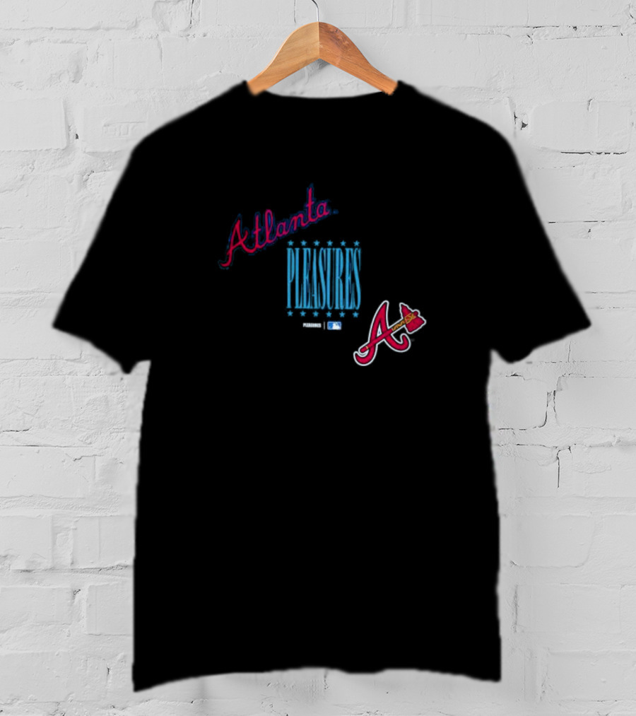 Atlanta Braves PLEASURES Collaboration MLB Logo Repurpose T-Shirt