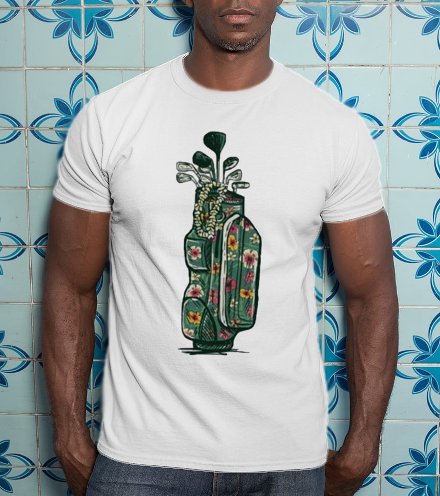 Golf Maui Pocket Hawaiian Floral Golf Bag T-Shirt