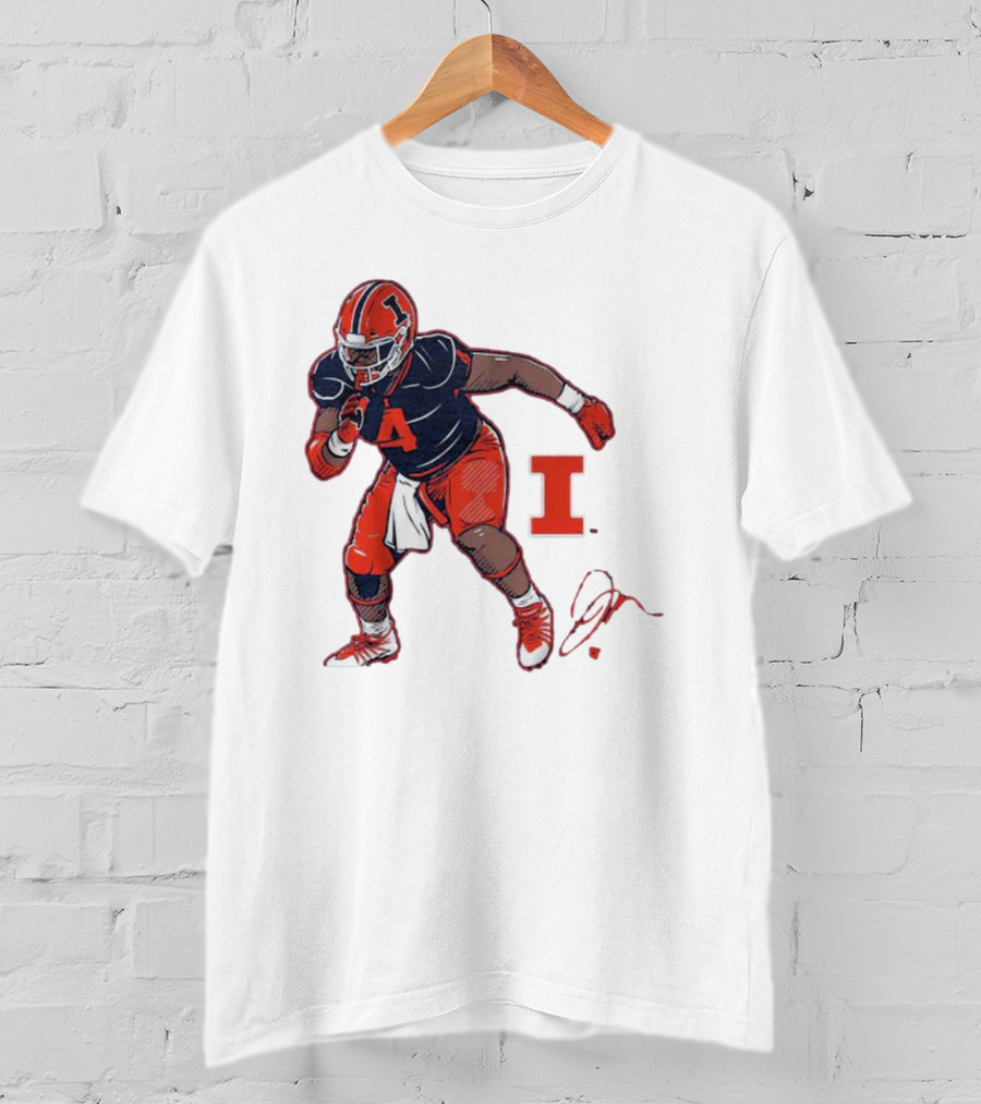 Illinois Football Jerzhan Newton Superstar Pose With Signature T-Shirt